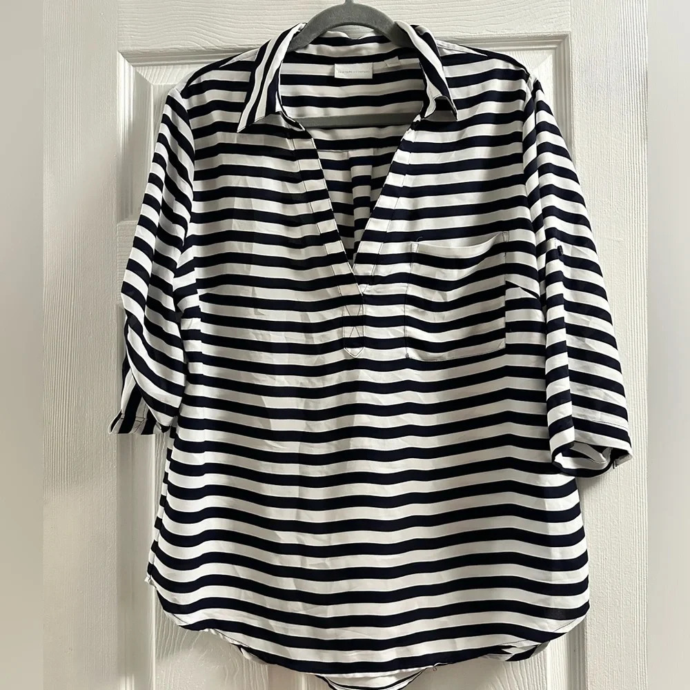 New York & Company Striped Blouse, Large